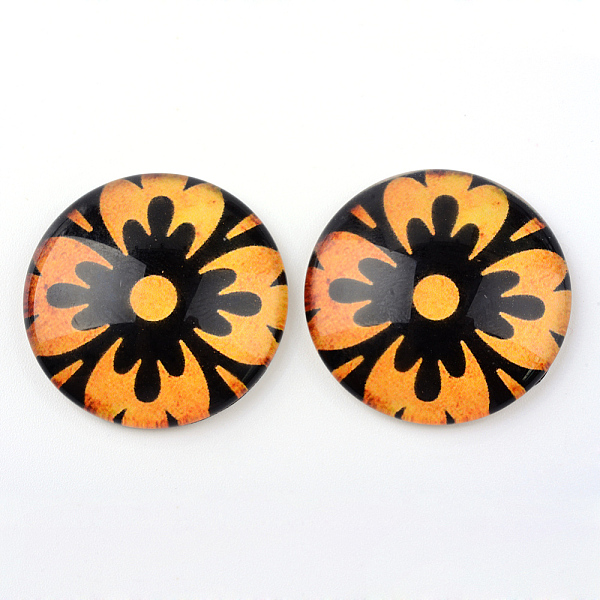 

PandaHall Glass Cabochons, Half Round/Dome, Kaleidoscope Pattern, Peru, 12x4mm Glass Half Round Brown