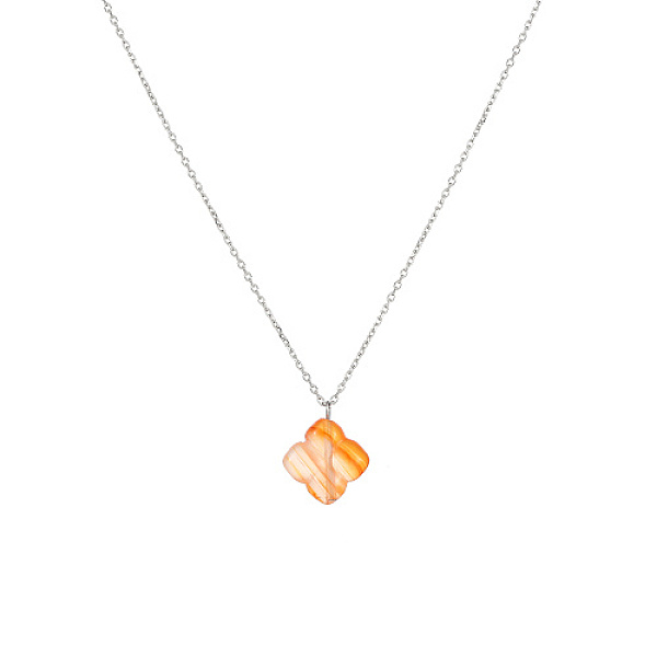 

PandaHall Stainless Steel Pendant Necklaces, Clover, Orange, 17.72 inch(45cm) Stainless Steel Clover Orange