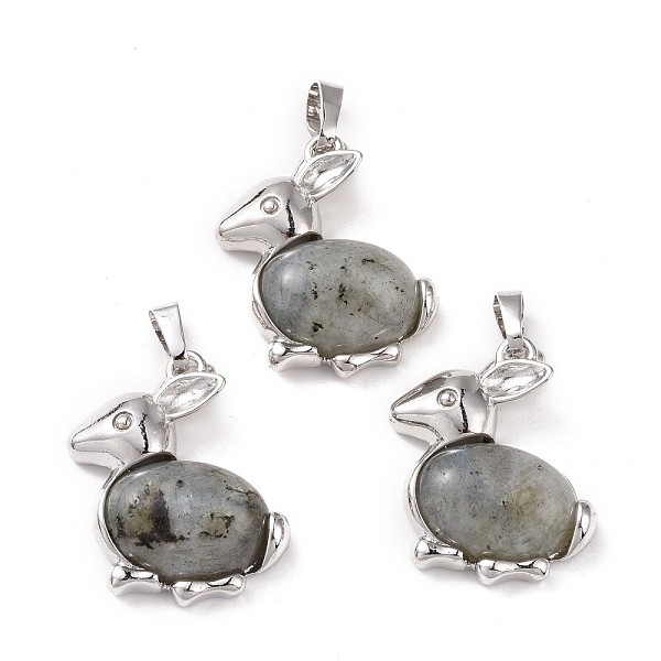 

PandaHall Natural Labradorite Bunny Pendants, with Brass Findings, Rabbit, Platinum, 28x23x7mm, Hole: 5x7mm Labradorite Rabbit