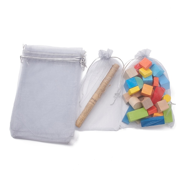 

PandaHall Organza Bags, with Ribbons, Light Grey, 30x20cm Organza Rectangle Gray