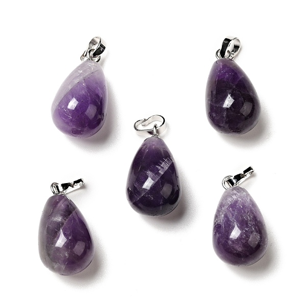 

PandaHall Natural Amethyst Pendants, with Platinum Tone Brass Findings, Teardrop Charm, 20~21x11~12mm, Hole: 6x3.5mm Amethyst Teardrop