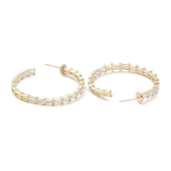 

PandaHall Brass Micro Pave Clear Cubic Zirconia Half Hoop Earrings, Stud Earrings, Letter C Shape, Real 18K Gold Plated, 45x4mm, Pin: 0.7mm...