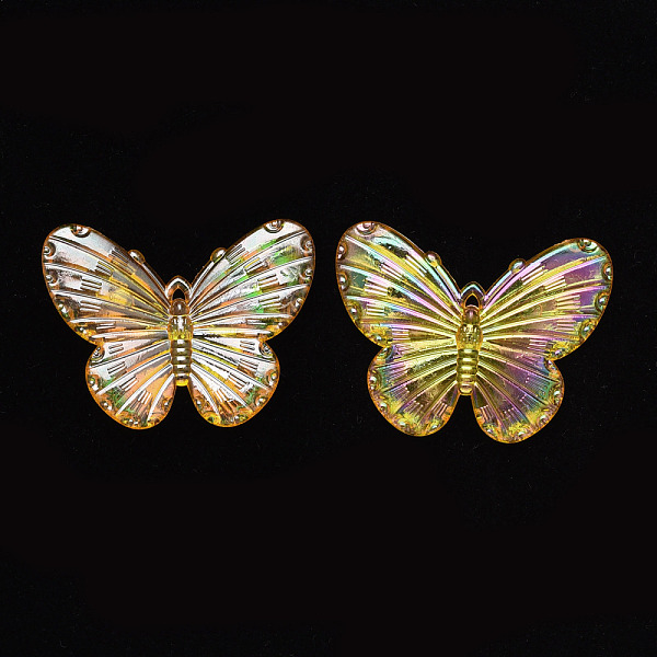 

PandaHall Electroplate Acrylic Pendants, AB Color Plated, Butterfly, Gold, 31x41x4mm, Hole: 1.2mm Acrylic Butterfly Gold
