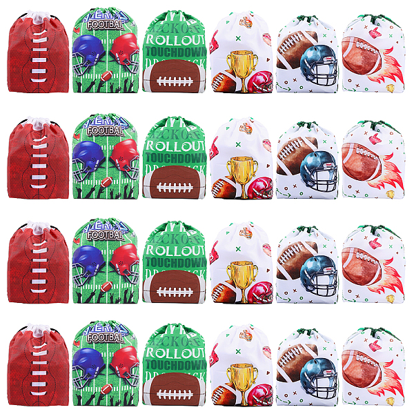 

PandaHall BENECREAT 24Pcs 6 Style Rugby Polyester Drawstring Storage Backpack Bags, Rectangle Treat Bags Goodie Favor Bags, for Outdoor Yoga..., Multicolor