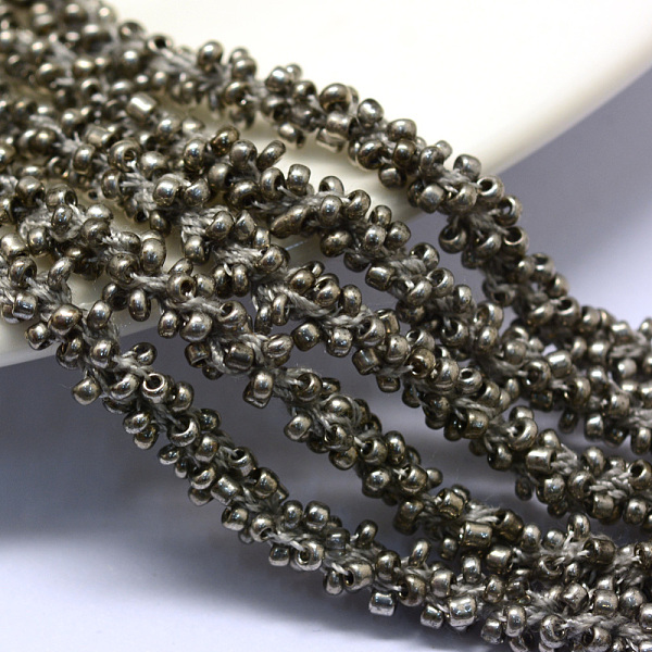 

PandaHall Seed Bead Cords, with Polyester Cords, 6-Ply, Round Hole, Silver, 6mm, about 32.8 yards(30m)/bundle Seed Beads Silver
