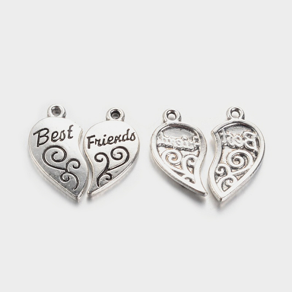 

PandaHall Tibetan Style Alloy Split Pendants, Cadmium Free & Lead Free, Heart with Word Best Friends, Heart, Antique Silver, 22x12x2mm, Hole...