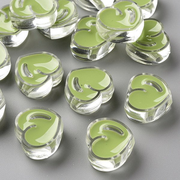 

PandaHall Transparent Enamel Acrylic Beads, Heart, Yellow Green, 20x21.5x9mm, Hole: 3.5mm Acrylic Heart