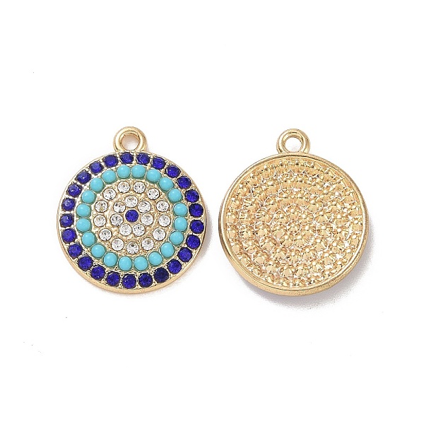 

PandaHall Rack Plating Alloy Rhinestone Pandants, with Resin Beaded, Flat Round with Evil Eye Charms, Light Sky Blue, 20.5x17.5x3mm, Hole..., Cyan