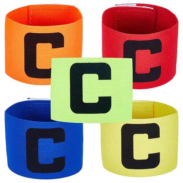 

PandaHall CREATCABIN 5Pcs Captain Armband Adjustable Nylon Armband Football Basketball Player Team Wrist Anti-Drop Arm Bands for Adult Youth..., Multicolor