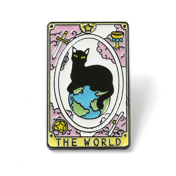 

PandaHall The World Tarot Card with Cat Enamel Pins, Black Alloy Badge for Women, Black, 29x18.5x1.5mm Alloy+Enamel Tarot Black