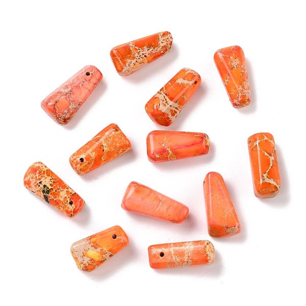 

PandaHall Natural Imperial Jasper Pendants, Dyed, Trapezoid, 22~24x8~12x7~9mm, Hole: 1.2mm Imperial Jasper Trapezoid