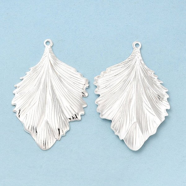 

PandaHall Brass Pendants, Cadmium Free & Lead Free, Leaf Charm, 925 Sterling Silver Plated, 37x24.5x1.5mm, Hole: 1.4mm Brass Leaf