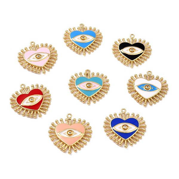 

PandaHall Brass Micro Pave Clear Cubic Zirconia Pendants, with Enamel, Long-Lasting Plated, Heart with Evil Eye, Real 18K Gold Plated, Mixed..., Multicolor