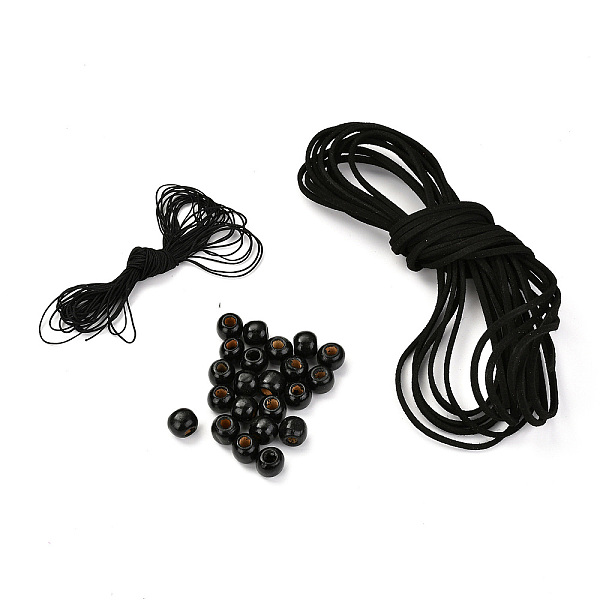 

PandaHall DIY Woven Net/Web with Feather Making Set, Including Faux Suede Cord, Nylon Thread Cord, Wood Beads, Feather, Iron Ring & Jump..., Black