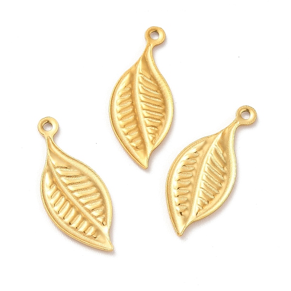 

PandaHall Ion Plating(IP) 304 Stainless Steel Pendants, Leaf Charm, Golden, 19x8x1mm, Hole: 1mm 304 Stainless Steel Leaf