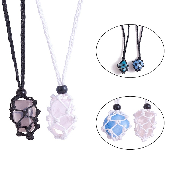 

PandaHall Adjustable Braided Nylon Cord Macrame Pouch Necklace Making, Interchangeable Stone, with Glass Beads, Black & White, 20-1/2 inch..., Multicolor