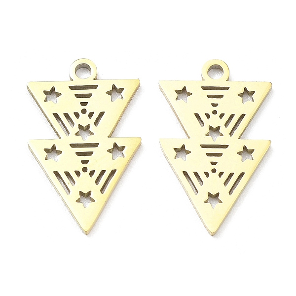 

PandaHall Ion Plating(IP) 316L Surgical Stainless Steel Pendants, Laser Cut, Triangle with Star Charm, Real 18K Gold Plated, 17.5x11x1.6mm...