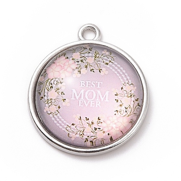 Mother's Day Theme Alloy Glass Pendants