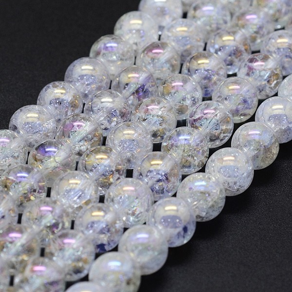 

PandaHall Electroplated Natural Crackle Quartz Crystal Beads Strands, Round, 8mm, Hole: 0.8mm, about 49pcs/strand, 15.7 inch Crackle Quartz...