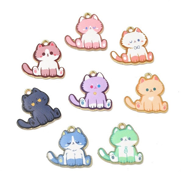 

PandaHall Alloy Enamel Pendants, Cadmium Free & Nickel Free & Lead Free, Golden, Cat Charm, Mixed Color, 19.5x19.5x1.5mm, Hole: 1.8mm..., Multicolor