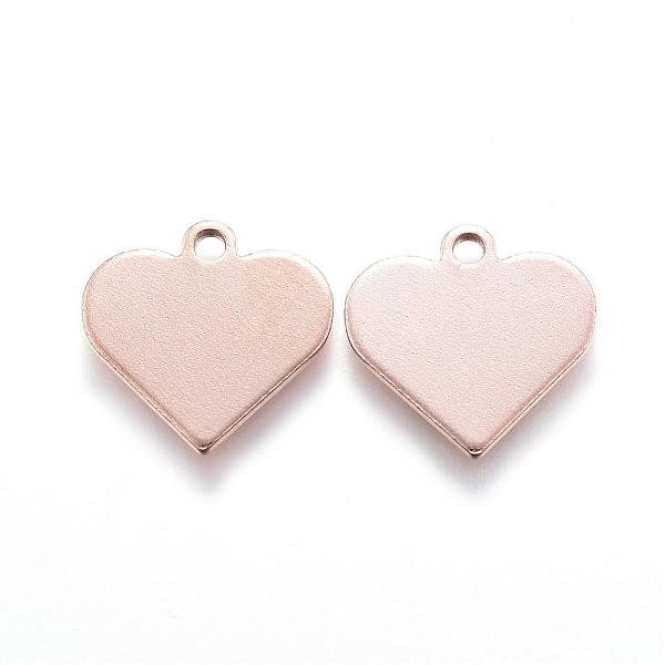 

PandaHall Ion Plating(IP) 304 Stainless Steel Charms, Stamping Blank Tag, Heart, Rose Gold, 15.5x16x1mm, Hole: 2mm 304 Stainless Steel Heart
