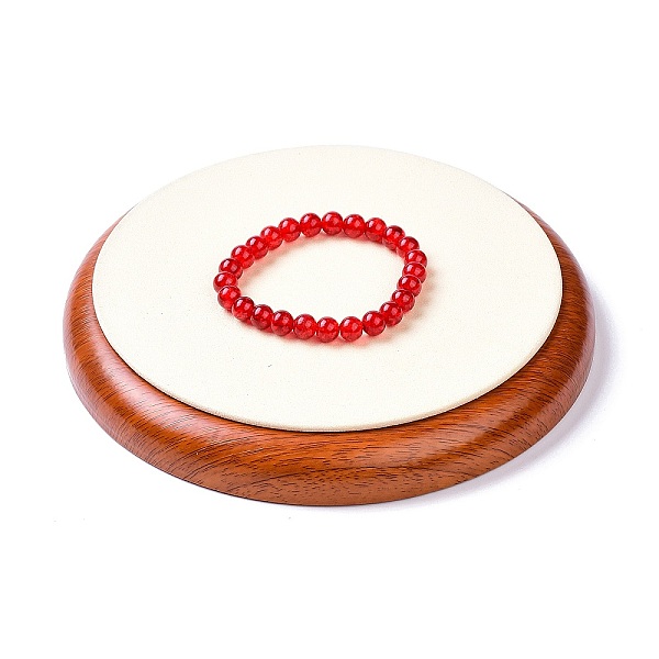 Flat Round Wood Pesentation Jewelry Bracelets Display Tray