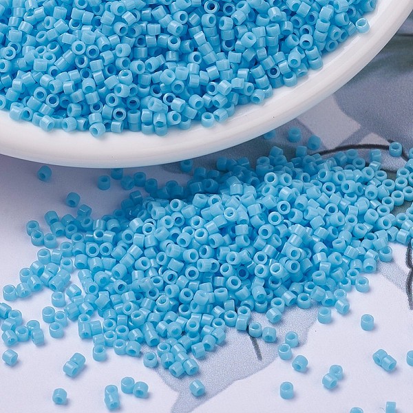 

PandaHall MIYUKI Delica Beads Small, Cylinder, Japanese Seed Beads, 15/0, (DBS0725) Opaque Turquoise Blue, 1.1x1.3mm, Hole: 0.7mm, about..., Cyan