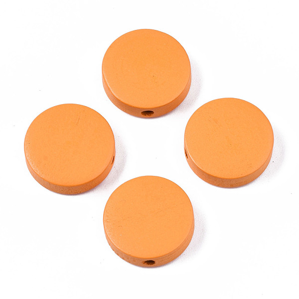 

PandaHall Painted Natural Poplar Wood Beads, Flat Round, Dark Orange, 15x4.5mm, Hole: 1.2mm Poplar Wood Flat Round Orange