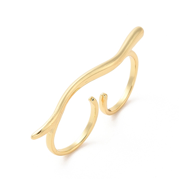 

PandaHall Brass Double Rings, Open Cuff Rings, Real 18K Gold Plated, Inner Diameter: 17~18mm Brass