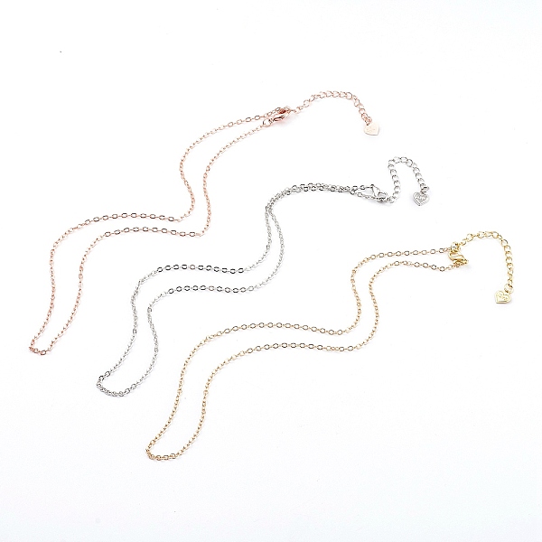 

PandaHall Brass Cable Chains Necklace Making, with Lobster Claw Clasps and Chain Extender, Mixed Color, 16.14 inch(41cm), 3pcs/set Brass