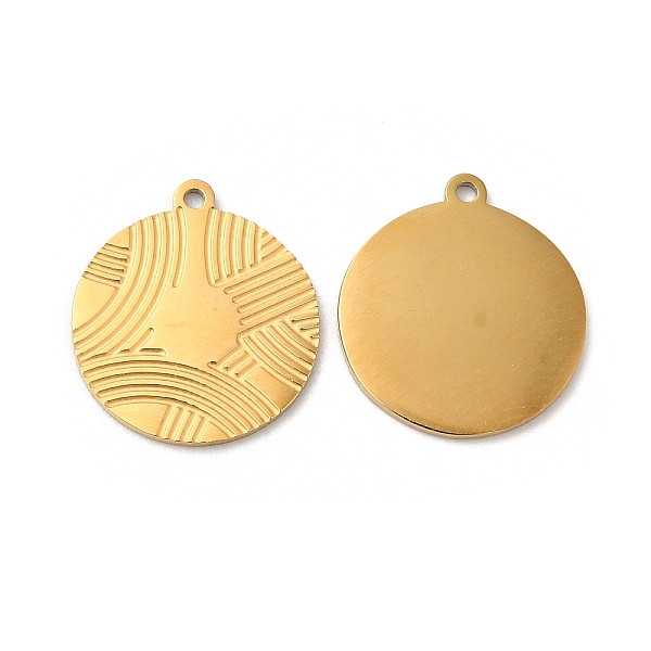 

PandaHall Ion Plating(IP) 316L Surgical Stainless Steel Charms, Flat Round Charm, Textured, Real 18K Gold Plated, 13.5x12x0.7mm, Hole: 1mm...