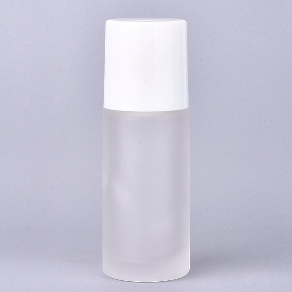 

PandaHall Frosted Glass Essential Oil Empty Perfume Bottle, with Plastic Roller Ball and Plastic Caps, Refillable Bottle, White, 3.8x11.1cm...