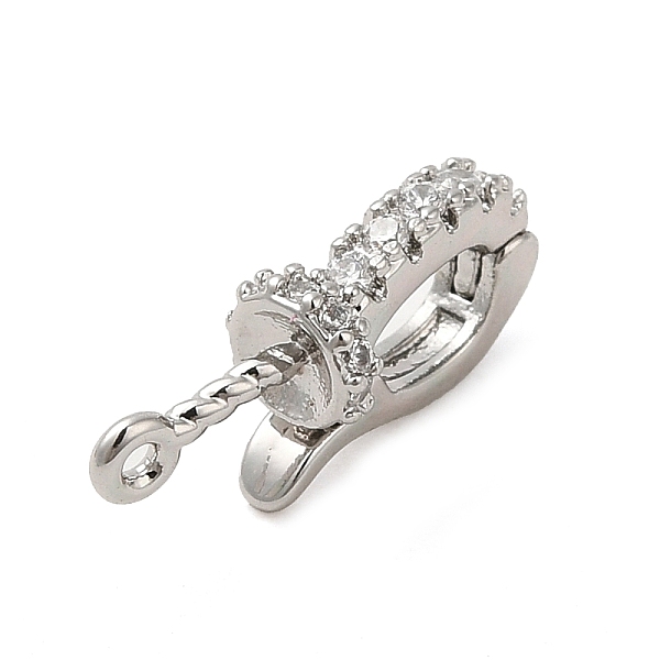 

PandaHall Brass Micro Pave Clear Cubic Zirconia Fold Over Clasps, Oval, Real Platinum Plated, 14.5x6x4.5mm, Hole: 0.9mm Brass+Cubic Zirconia...