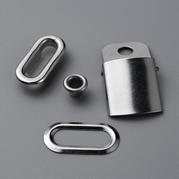 

PandaHall Stainless Steel Peaked Cap Adjuster Kits, Baseball Cap Buckle with Eyelet, Stainless Steel Color, 21x21.5x6.5mm, Hole: 5mm...