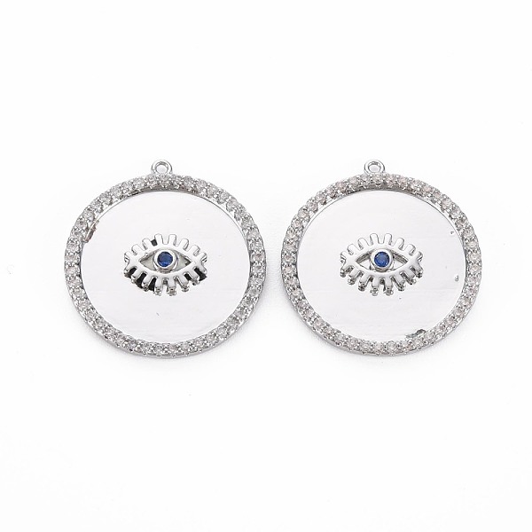 Brass Micro Pave Blue Cubic Zirconia Pendants