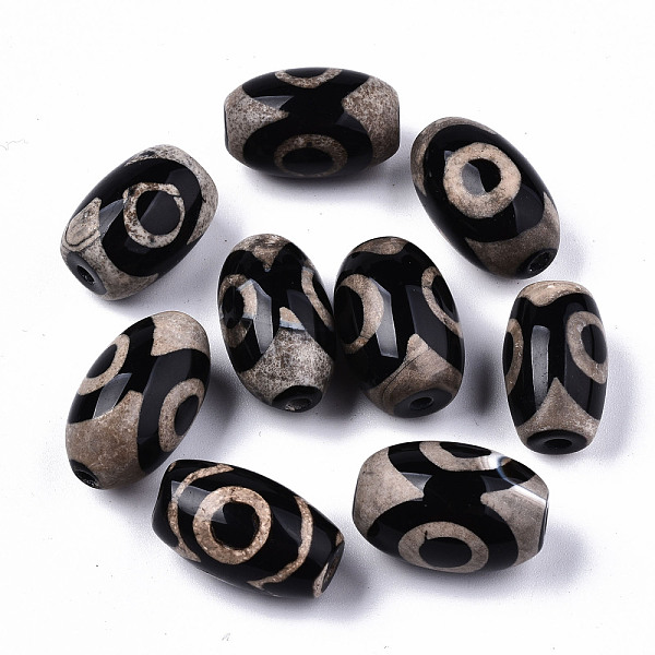 

PandaHall Tibetan Style dZi Beads, Natural Agate Beads, Dyed & Heated, Oval, 3-Eye, 19~24x13~15mm, Hole: 1.8mm Tibetan Agate Oval