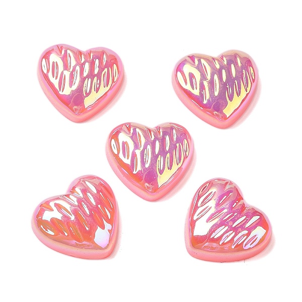 

PandaHall UV Plating Acrylic Cabochons, Iridescent, Heart, Light Coral, 11.5~12x12~12.5x4mm Acrylic Heart