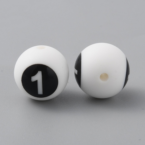 

PandaHall Silicone Beads, Chewing Beads For Teethers, DIY Nursing Necklaces and Bracelets Making, White Round with Black Numbers, Num.1...