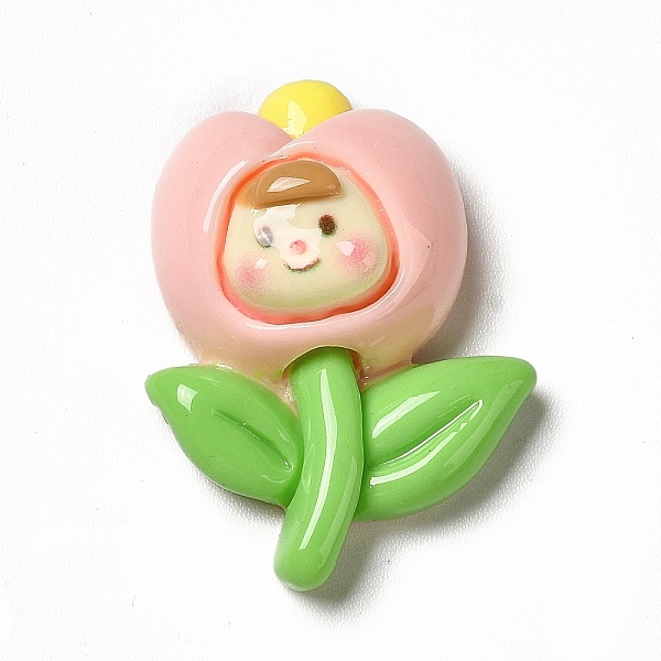 

PandaHall Cartoon Opaque Resin Cabochons, for Jewelry Making, Pink, Flower Pattern, 27.5x20x9mm Resin Flower Pink
