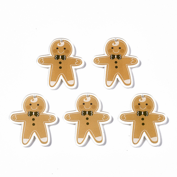 

PandaHall Transparent Printed Acrylic Pendants, Christmas, Gingerbread Man, BurlyWood, 34.5x31x2.5mm, Hole: 1.4mm Acrylic Others Orange