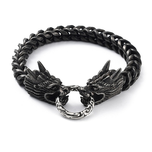 304 Edelstahl-Armband Mit Kubanischen Gliederketten Und Drachenkopf Für Männer Und Frauen