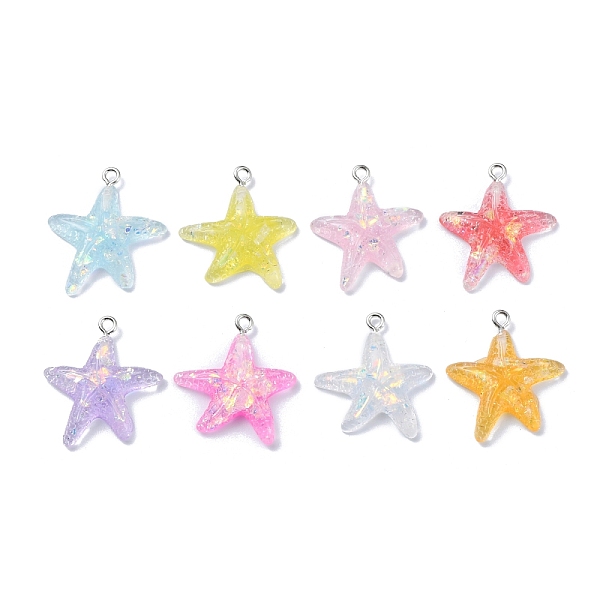 

PandaHall Transparent Resin Pendants, Star Charms with Paillettes and Platinum Plated Iron Loops, Random Color, 28~29x24~25x5mm, Hole: 2mm..., Multicolor