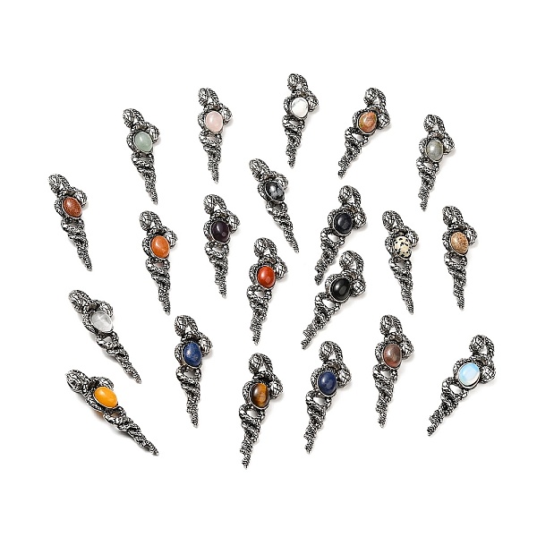 

PandaHall Natural & Synthetic Mixed Gemstone Big Pendants, Snake Charms, with Rack Plating Antique Silver Tone Alloy Findings, Cadmium Free...