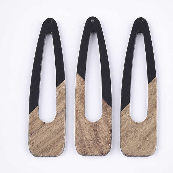 

PandaHall Resin & Walnut Wood Big Pendants, Snap Hair Clip Shape, Black, 66~66.5x17x3~3.5mm, Hole: 1.5mm Resin+Wood Others Black