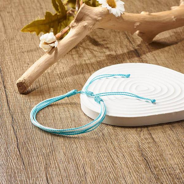 

PandaHall Waxed Polyester Multi-strand Bracelet, Adjustable String Bracelet for Women, Cyan, Inner Diameter: 2-1/8~4-1/8 inch(5.3~10.5cm)...