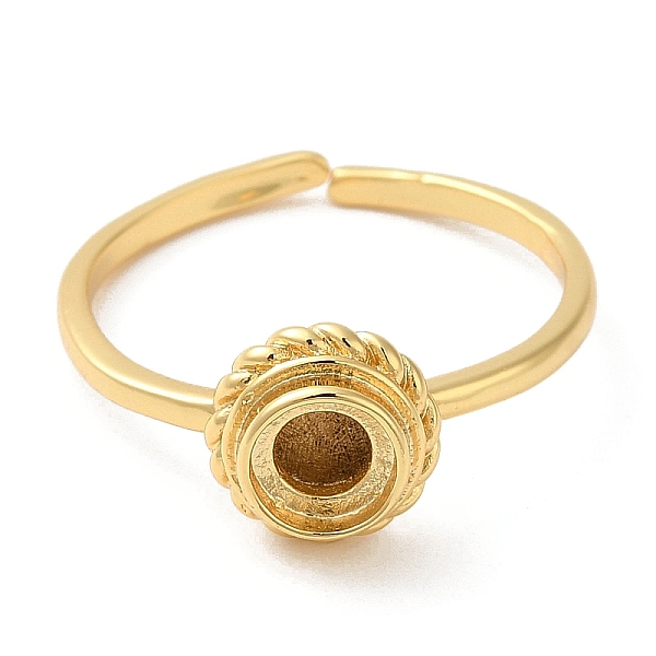 

PandaHall Rack Plating Brass Open Cuff Ring Findings, Bezel Cup Ring Settings, Flat Round, Golden, US Size 8 1/2(18.5mm), Tray: 3.3mm Brass
