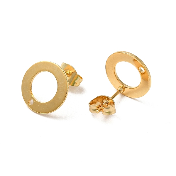 

PandaHall 201 Stainless Steel Stud Earring Findings, with 304 Stainless Steel Pin & Hole & Friction Ear Nuts, Donut, Real 24K Gold Plated...