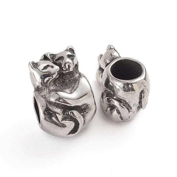 

PandaHall 304 Stainless Steel European Beads, Large Hole Beads, Lover Cat, Antique Silver, 15x10.5x7.8mm, Hole: 4.8mm 304 Stainless Steel...