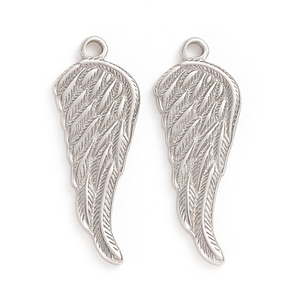 

PandaHall 304 Stainless Steel Pendants, Wing, Stainless Steel Color, 26x10x1.5mm, Hole: 1.6mm 304 Stainless Steel Wing