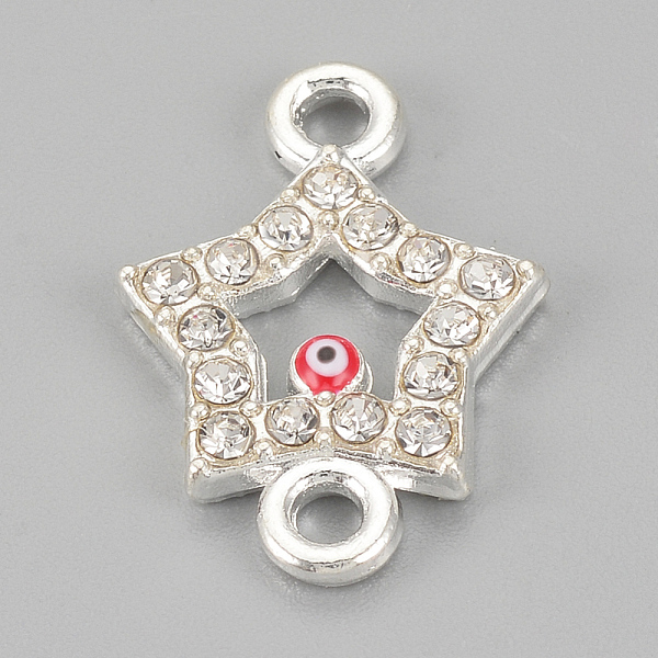 

PandaHall Alloy Rhinestone Links connectors, Cadmium Free & Lead Free, Star with Evil Eye, Red, Silver Color Plated, 19x13.5x2mm, Hole: 2mm...